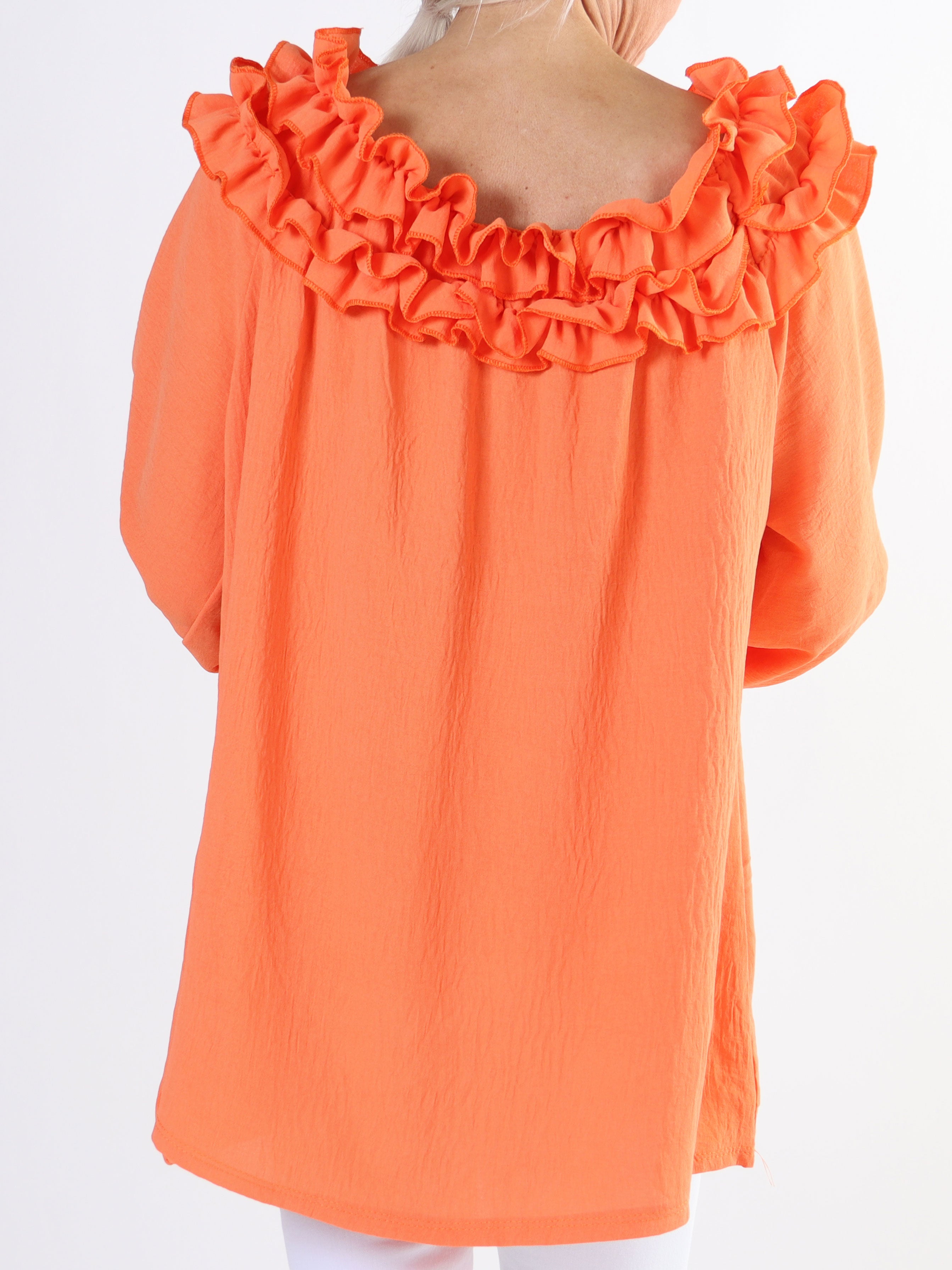 Chili - Fineste plus size tunika bluse med flæser i udskæringen (bestseller)